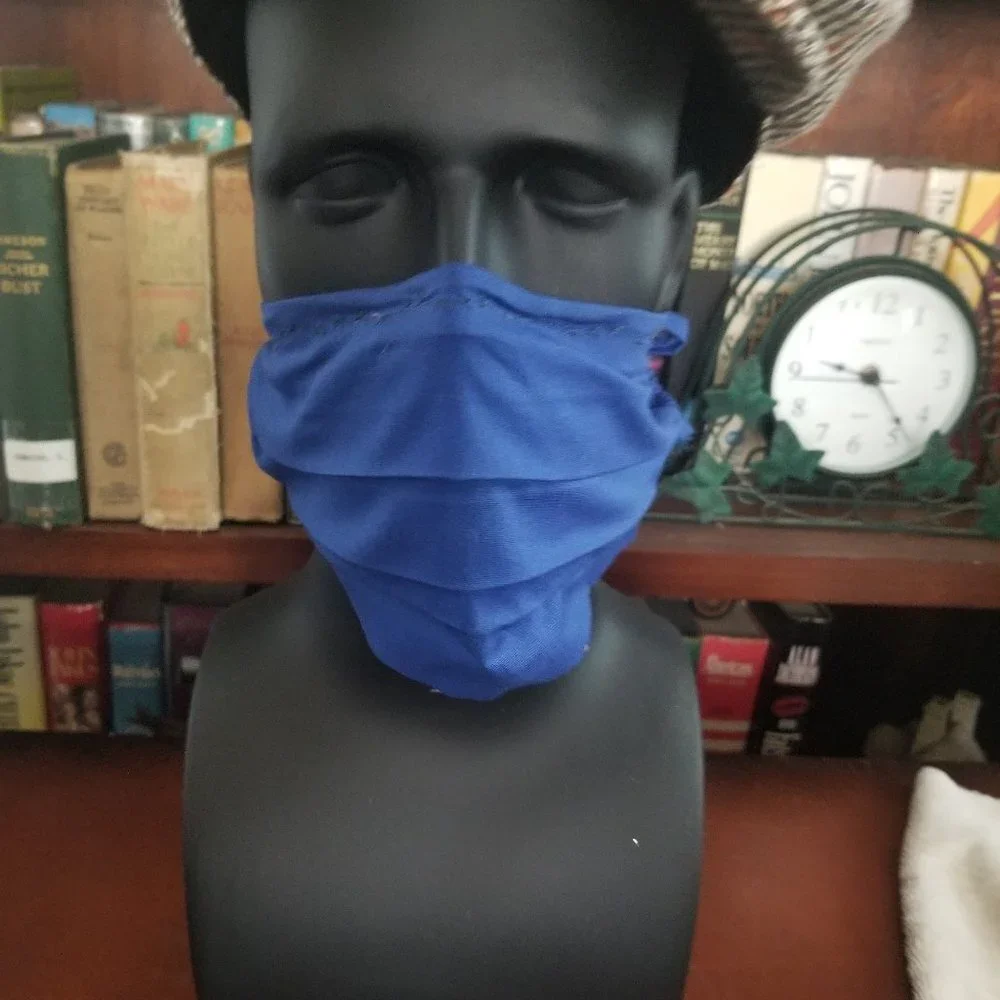 Cloth Face Mask - Silver/Copper Filters-solid Blue